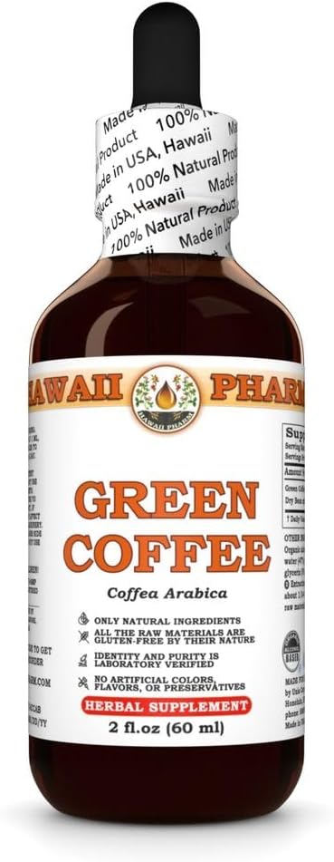Green Coffee (Coffea Arabica) Dry Bean Tincture Made in Hawaii All Natural Vegan Pure Liquid Extract - 2 fl.oz