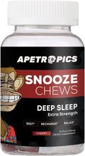 Apetropics Snooze Chews - Deep Sleep Gummy with L-Theanine Chamomile Melatonin Tart Cherry and Magnesium - Cherry Flavor 30 Count - Gluten-Free Vegan Non-GMO and Gelatin-Free