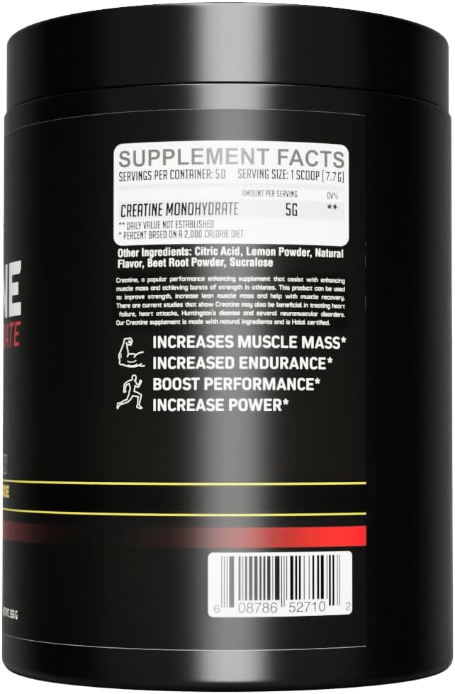GMU SPORT - Flavored Creatine Monohydrate Powder for Men and Women - Pure Creatine Powder for Muscle Growth Enhanced Performance and Increased Strength - Creatine Strawberry Lemonade Supplement