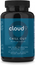Cloud9 Chill Out – Nighttime Wellness Supplement for Rest Relaxation &amp Alcohol Recovery – Herbal Sleep Support with Adaptogens Vitamins &amp Stress Support – Made in USA – 90 Capsules