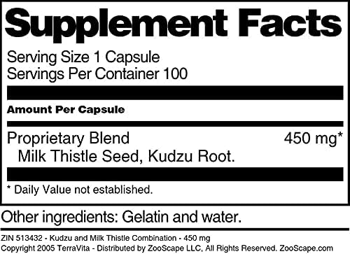 Kudzu and Milk Thistle Combination - 450 mg (100 Capsules ZIN: 513432)