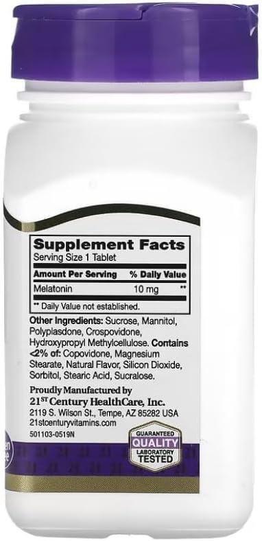 21st Century Melatonin 10 mg Quick Dissolve Tablets Cherry - 120 ct Pack of 5