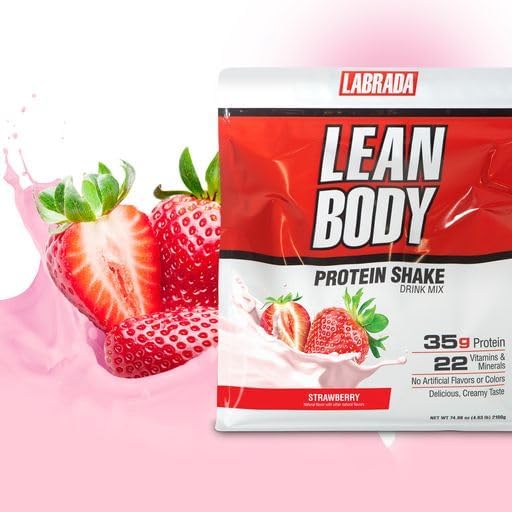 Lean Body All-in-One Strawberry Protein Shake. 35g Protein Whey Blend 7g Healthy Fats &amp Fiber 22 Vitamins and Minerals No Artificial Colors Gluten Free (4.6lb) Packaging May Vary