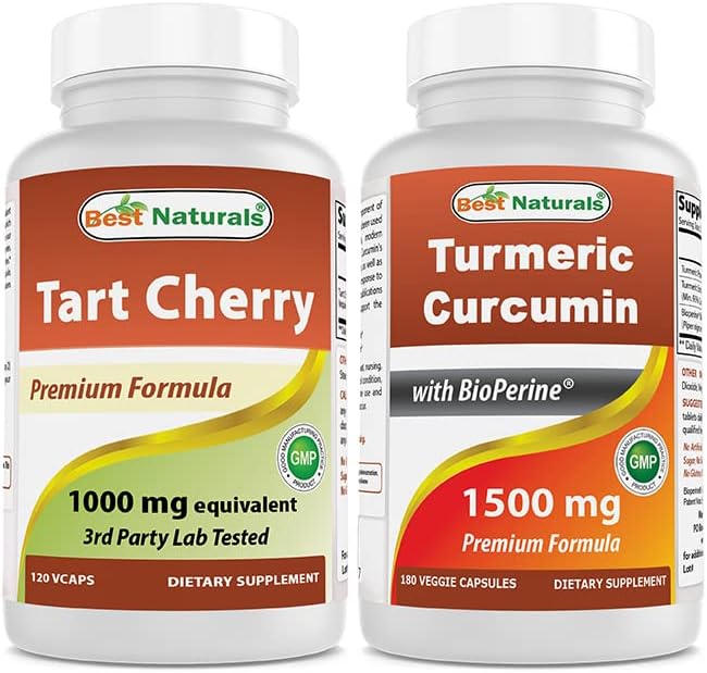 Tart Cherry Extract 1000 mg &amp Turmeric Curcumin 1500mg/Serving with Bioperine