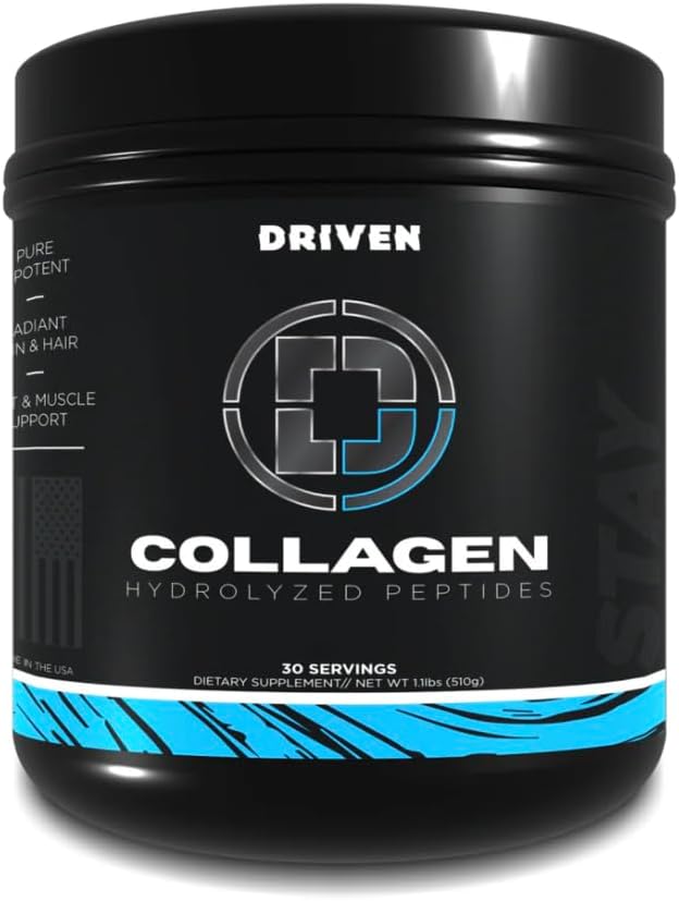 Driven Nutrition Collagen Peptides Powder Hydrolyzed Type I &amp III Grass-Fed Pasture-Raised Bovine Unflavored 510g (30 Servings) Hair Skin Nails Joint &amp Recovery Support for Women &amp Me