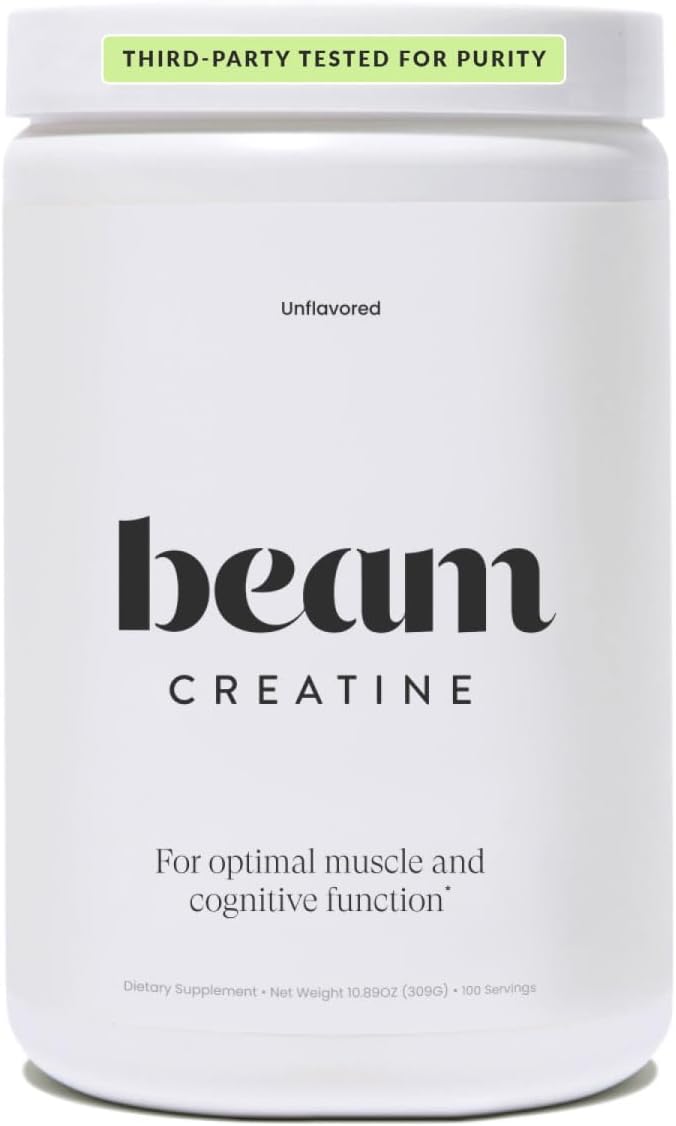 Beam Creatine Monohydrate Powder – 5g Micronized Creatine Monohydrate Third Party Tested Creatine for Women &amp Men Muscle Strength Growth Recovery &amp Cognitive Support Unflavored 100 Servi