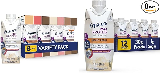 Ensure Max Protein Nutrition Shakes Variety Pack With 30g of Protein 1g of Sugar &amp Max Protein Nutrition Shake Liquid with 30g of Protein 1g of Sugar High Protein Shake