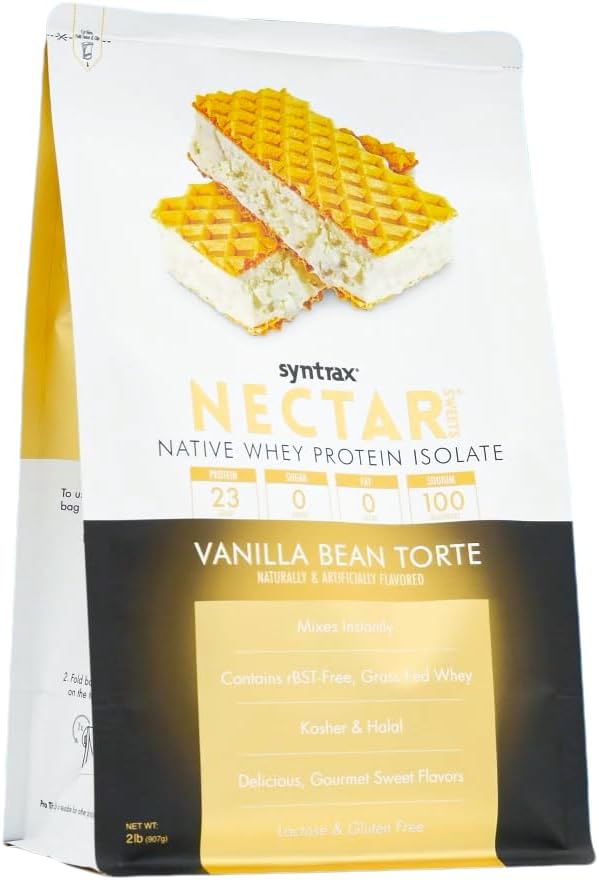 Syntrax Nutrition Nectar Sweets Whey Protein Isolate Vanilla Bean Torte 2 lbs Real Vanilla Ben Specks