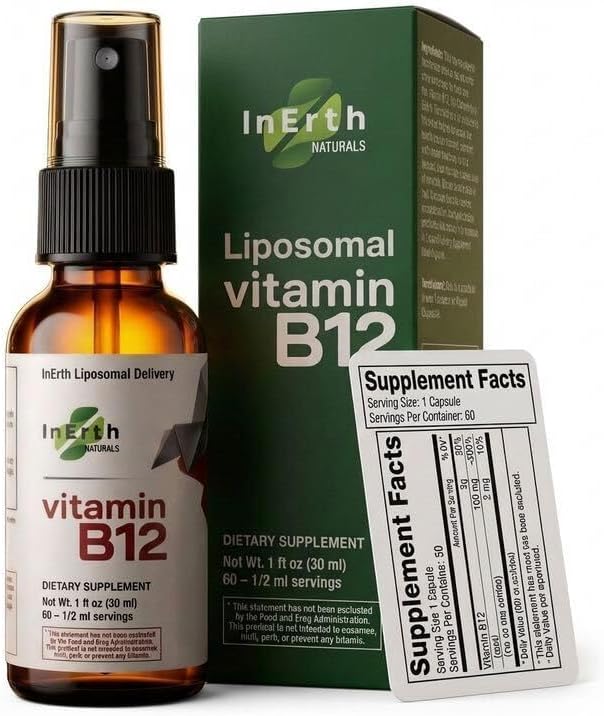 Liposomal Vitamin B12 Sublingual Spray 1000 mcg Methylcobalamin | Fast Absorbing Energy Support | Plant Based Non GMO Vegan | 60 Day Supply