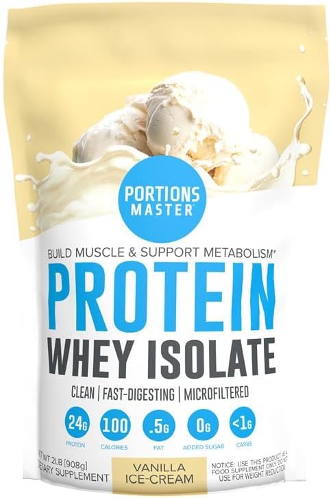 Portions Master CFM Whey Isolate Protein Powder 2-Pack – Chocolate Brownie &amp Vanilla Ice Cream Flavors