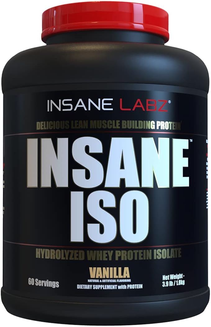 Insane Labz Insane ISO Whey Protein Powder Featuring 25g of Hydrolyzed Whey Isolate 60 Servings Vanilla