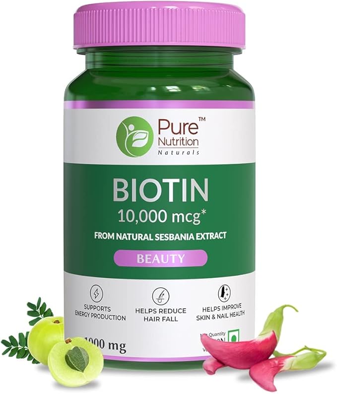 Ayurvedic Biotin Supplement for Stronger Hair Support Healthier Nails &amp Glowing Skin for Women &amp Men Natural Sesbania Grandiflora Herb 60 Veg Tabs