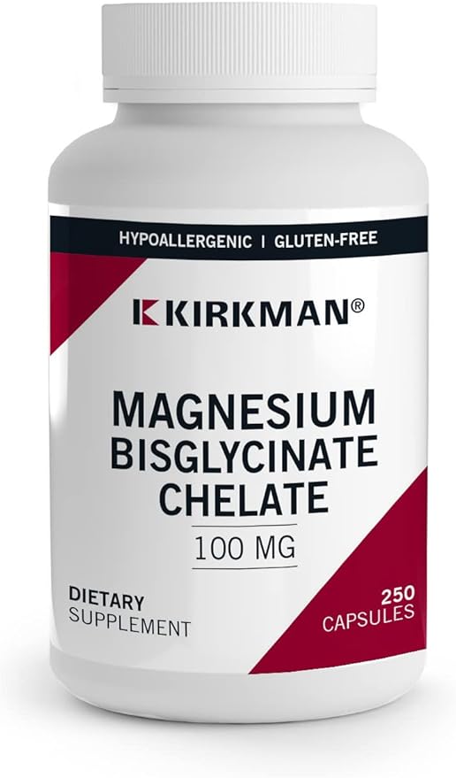 Kirkman - Magnesium Bisglycinate Chelate - 250 Capsules - Relaxes Nerves &amp Muscles- Prompts Restful Sleep - Hypoallergenic