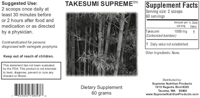 Supreme Nutrition Takesumi Supreme Pure 60 Grams Activated Bamboo Charcoal Powder