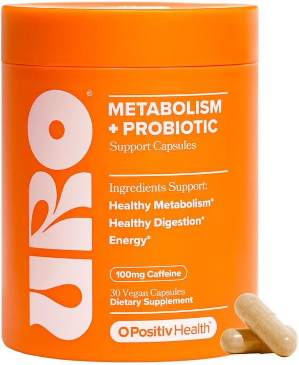 URO Metabolism + Probiotic Support Capsules – Metabolism Gut Health &amp Sustained Energy – with Chromium Picolinate Green Coffee Bean Extract &amp Targeted Probiotics – 1 Month Supply – 30 Servin