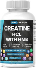 Creatine HCL + HMB Capsules | 410mg HMB per Serving &amp 1250mg Creatine Hydrochloride | Performance Formula &amp Ultra-Pure Strength | No Bloating Highly Soluble – 120 Capsules