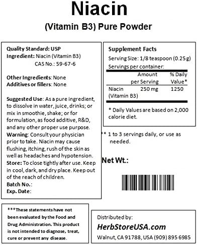 Niacin Vitamin B3 Pure Powder (250 Grams (8.8 oz))