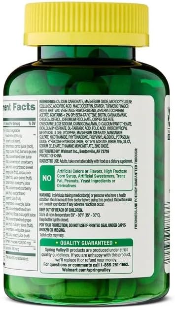 SUREFECT Spring Valley Men's Multivitamin Tablets with Fruits &amp Vegetables - Includes Turmeric for Joint Support 150 Count Organizer.