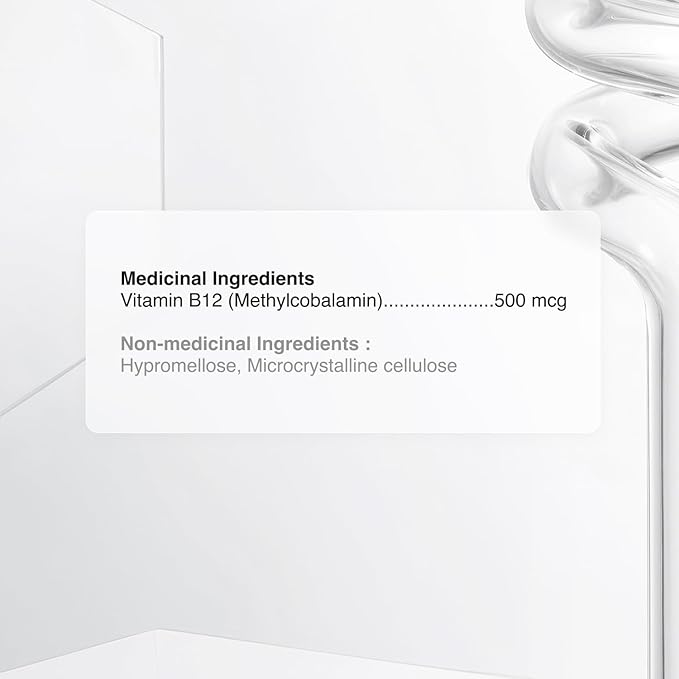 Vitamin B12 - as Methylcobalamin Supports Energy Metabolism Nervous System Health Blood Cell Function and Methylation - Non OGM Gluten-Free Vitamin Supplement 90 Capsules