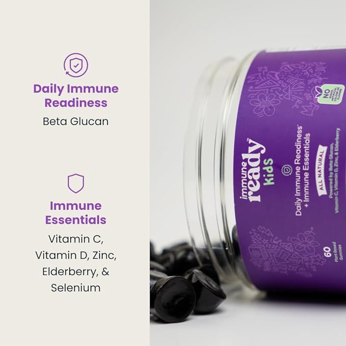 Immune Ready™ Kids Multivitamin Gummies – Mixed Berry Flavor – Sugar-Free Daily Kids Immune Support with Beta Glucan Elderberry Vitamin C D3 &amp Zinc – Vegan Non-GMO – 60 Gummies