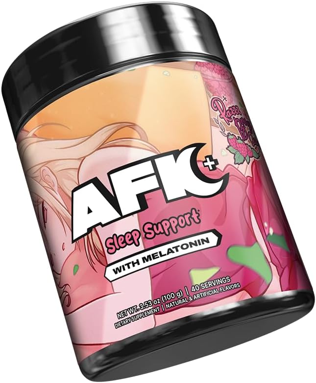 Gamer Supps AFK+® (with Melatonin): Razzz Berry Sorbet - 40 Servings - Keto Friendly Magnesium-Focused Sleep Support Supplement Apigenin Sugar Free