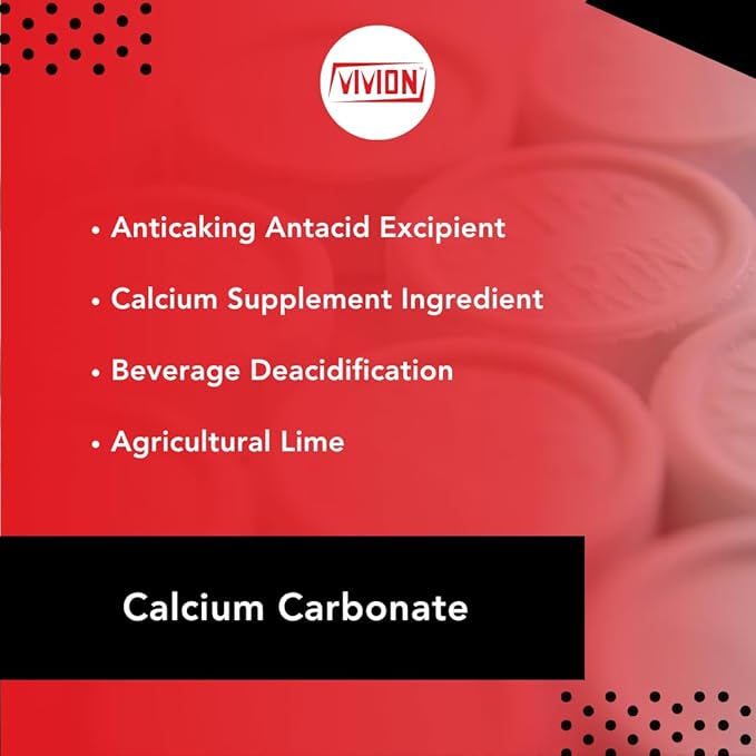 Calcium Carbonate Powder - Bulk 25 kg (55 lb) - 100% Pure Food Grade Limestone Supplement Ingredient - Wine Deacidification &amp Anticaking Antacid Excipient - Chalk Paint Filler Whiting Window Treat