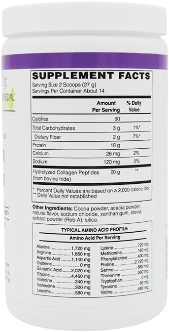 BariatricPal Collagen Peptides Powder (Hydrolyzed Type 1 &amp 3 Grass Fed) Skin Hair Nail &amp Joint Support Chocolate