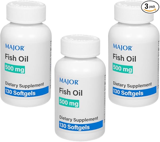 MAJOR Fish Oil 500mg Softgels - Omega-3 Fish Oil Supplement - Dietary Supplement - 130 Count (3 Pack)