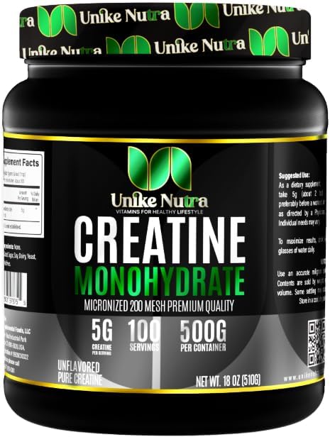 Pure Creatine Monohydrate Powder Supplement Unflavored Supports Bulk Muscle Energy Recovery &amp Strength - Creatine Supplement for Men &amp Women - 500G 5000mg Per Serv (5g) - 100 Servings