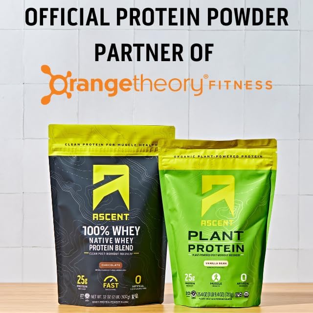 Ascent 100% Whey Protein Powder - Post Workout Whey Protein Isolate Zero Artificial Flavors &amp Sweeteners Gluten Free 5.5g BCAA 2.6g Leucine Peppermint Mocha 1.7 lb