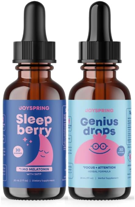 JoySpring Genius Drops and Sleepberry Melatonin 1MG for Kids