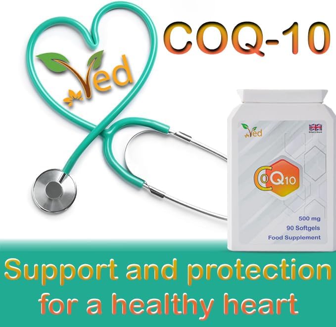 Ved Co Enzyme Q10 | Support Healthy Heart and Muscles | Promote Cellular Energy | Naturally Fermented Ubiquinone| 500mg 180 Softgels(Pack of 2)