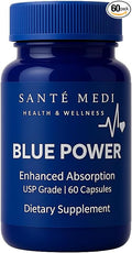Blue Power - Methylene Blue (USP Grade) Pharma Grade - 60 Capsules with Added Vitamin C Ester for Enhanced Absorption - Brain Supplement for Memory Focus Clarity Cognitive Function