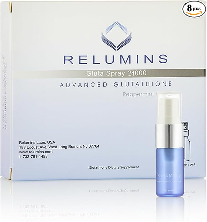 Relumins Sublingual Glutathione Oral Spray – Original Formula 24000mg with Vitamin C &amp Zinc High-Absorption Peppermint Formula 8 Bottles x 3000mg Each – Antioxidant Wellness
