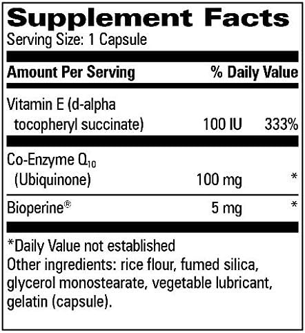 CoQ10 100mg Plus Vitamin E 100iu 5mg Bioperine Integris - 60 caps
