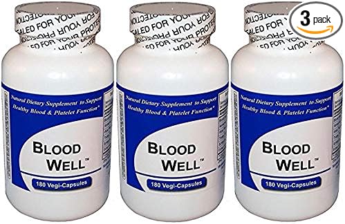 Blood Well (180 Capsules per Bottle) - 3 Pack -NO Beef Bovine Capsules no Common Fillers no Silica Magnesium Stearate Talc or Silicon Dioxide. Kosher/Vegan Capsules*
