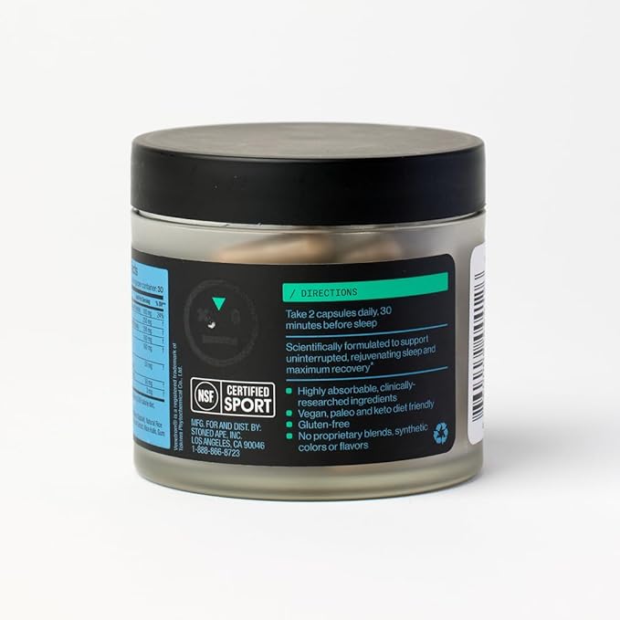 Stoned Ape Dream - Nootropic &amp Adaptogen Sleep Aid - Supports Sleep &amp Recovery - Venetron Valerian Root Melatonin Mg GABA Lemon Balm Shiitake - Keto Paleo Vegan - NSF Sport Certified