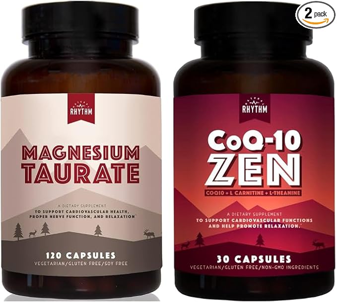Natural Rhythm Magnesium Taurate 120 Capsules + CoQ10-ZEN 30 Capsules Bundle