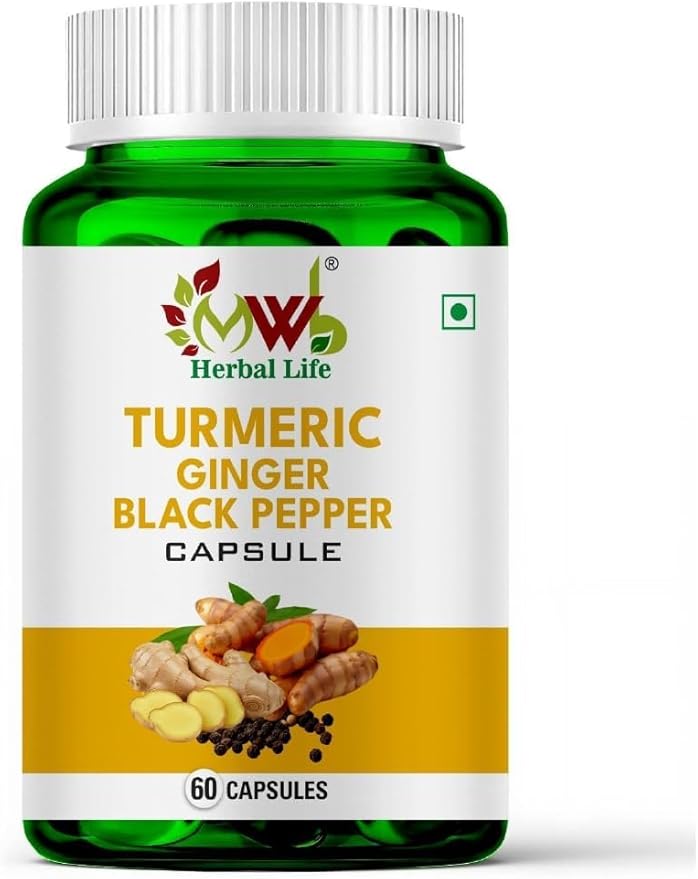 MVVB Turmeric Ginger &amp Black Pepper Capsules – Supports Joint Health Brain Function &amp Immunity |Promotes Health Skin &amp Antioxidant Protection |Enhances Nutrient &amp Reduces Inflammati