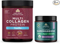 Ancient Nutrition Multi Collagen Protein Powder Vanilla 60 Servings + Organic Supergreens Powder Berry 12 Servings