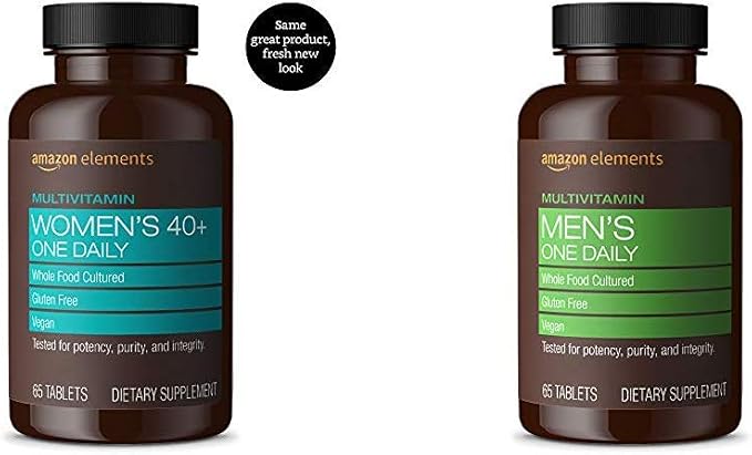 Amazon Elements Women's 40+ One Daily Multivitamin and Men's One Daily Multivitamin (65 Tablets)