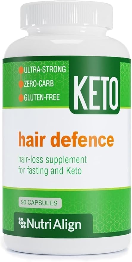 Nutri-Align Hair Defence Biotin Complex for Keto and Fasting | 90 Capsules | High Strength Hair Growth Biotin - 2500mcg Biotin per Capsule | Vitamin A Folic Acid &amp Calcium