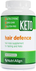 Nutri-Align Hair Defence Biotin Complex for Keto and Fasting | 90 Capsules | High Strength Hair Growth Biotin - 2500mcg Biotin per Capsule | Vitamin A Folic Acid &amp Calcium