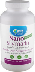 One Planet Nutrition Nano Silymarin 500 mg Capsules (120 Count) - Nano Particle Size Milk Thistle Extract for Superior Absorption - Supports Detoxification - Non GMO Vegan Gluten Free