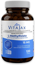 L Methylfolate 15mg | 120 Caps | Value Pack | Max Potency | Active Folate | Gluten Free | Methyl Folate 5-MTHF | No Filler