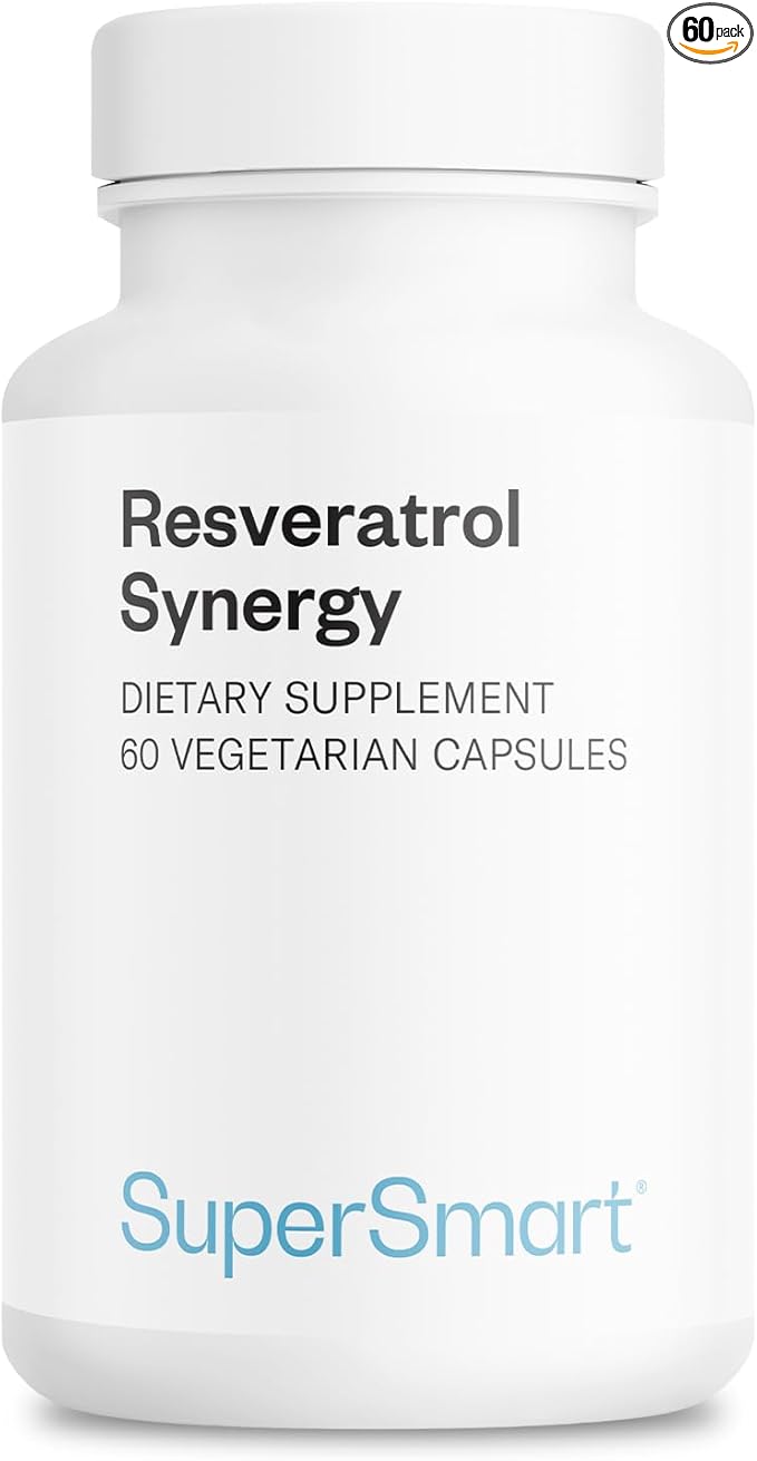 Supersmart - Resveratrol Synergy - Standardized Extract - Antioxidant Supplement | Non-GMO &amp Gluten Free - 60 Vegetarian Capsules