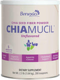 Chiamucil Prebiotic Chia Fiber Supplement Powder – For Appetite Control &amp Digestive Health – Chia Fiber &amp Chicory Root (Inulin) – Gluten &amp Sugar Free Vegan Non-GMO Unflavored - 100 serv