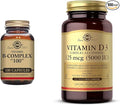 SOLGAR B-Complex 100 100 Vegetable Capsules - Heart Health - Nervous System &amp Vitamin D3 (Cholecalciferol) 125 mcg (5000 IU) 240 Vegetable Capsules - Helps Maintain