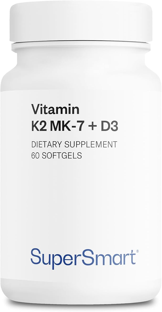 Supersmart - Vitamin K2 MK7 + Vitamin D3 90mcg per Day (High Bioavailability) - Menaquinone Supplement - Vitamin D &amp K Complex | Non-GMO &amp Gluten Free - 60 Softgels