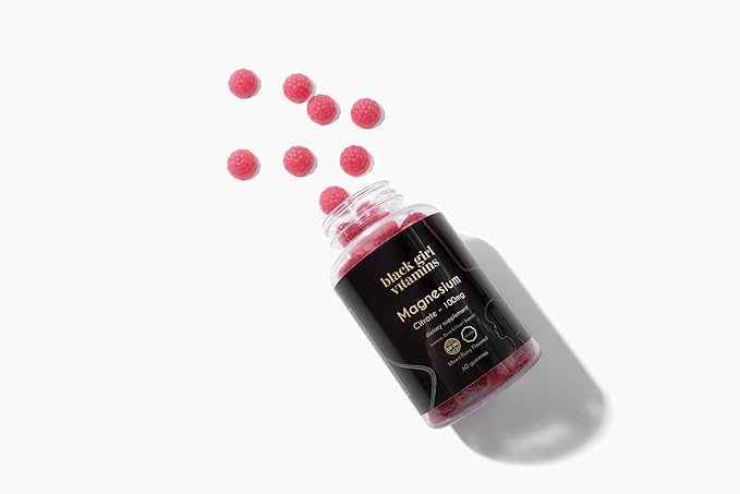 Black Girl Vitamins - Magnesium Gummies for Sleep Immunity and Bone Support. Magnesium Citrate Supplement with (100mg) per Serving Gluten-Free (Mixed Berry). 60ct